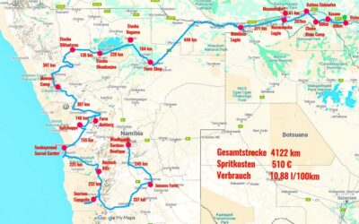 Namibia – unsere Route von Nord nach Süd