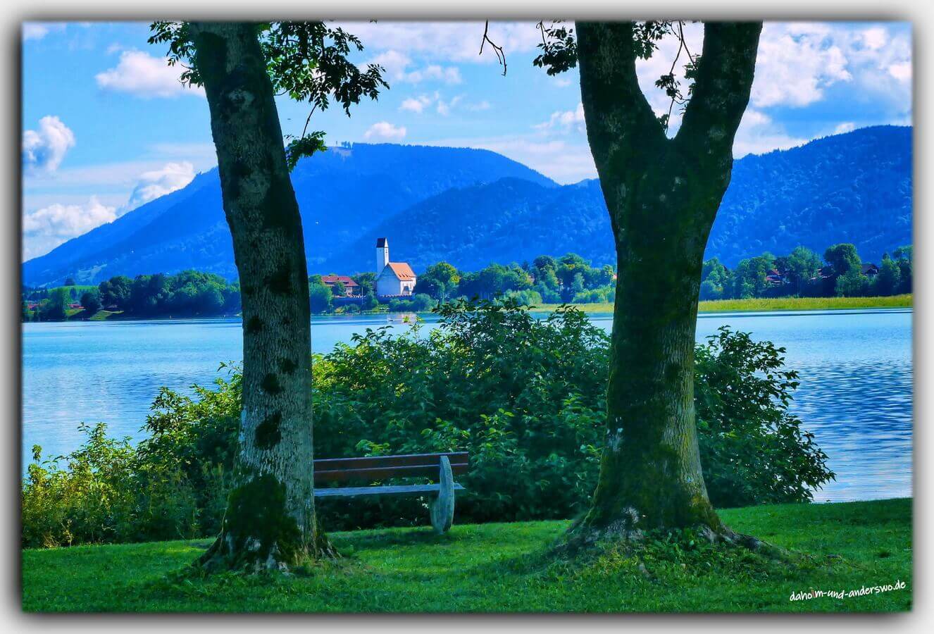 30 forggensee kirche Bank allgaeu heimat